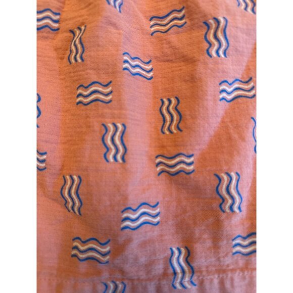 Open Edit Girls Organic Cotton Dress Wavy Print Coral/Blue Size 7 - Picture 5 of 5